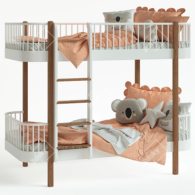 Nubie Oliver Wood Bed - Stylish Children's Bed 3D model image 1