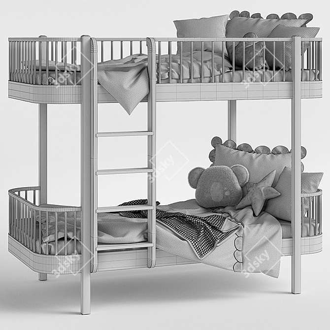 Nubie Oliver Wood Bed - Stylish Children's Bed 3D model image 3