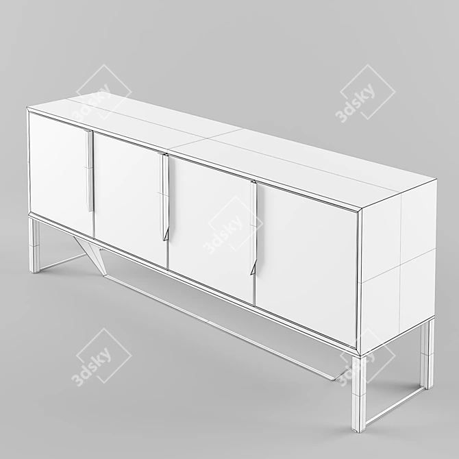 Modern Prisma Wood & Glass Sideboard 3D model image 2