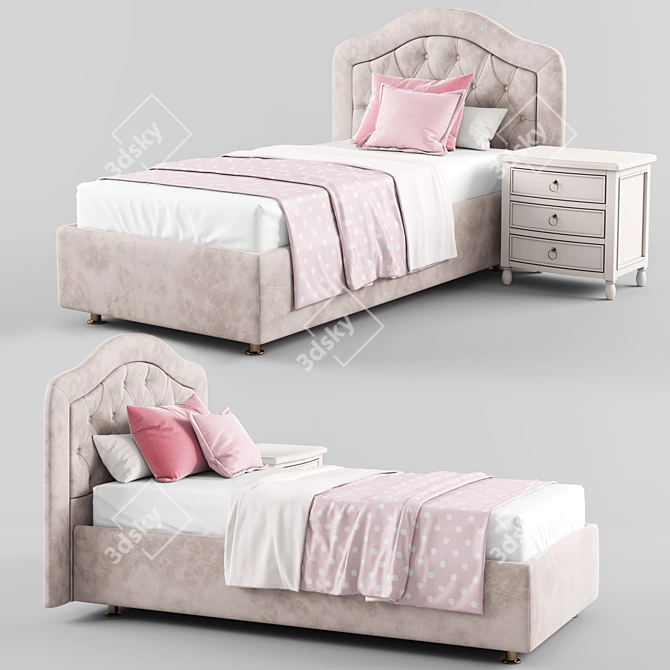 Elegant Sofia Upholstered Bed 3D model image 1