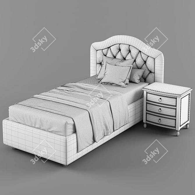 Elegant Sofia Upholstered Bed 3D model image 2