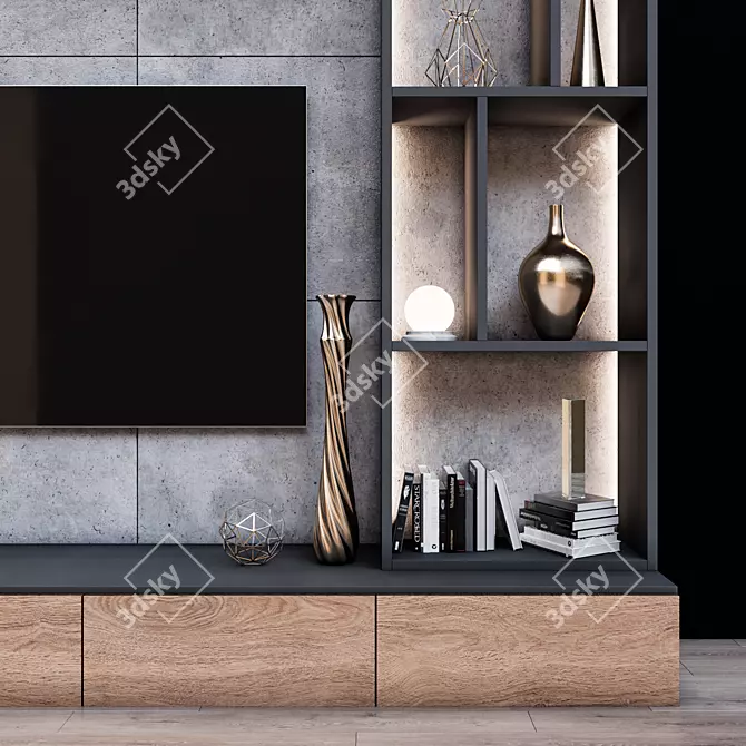 TVzone-16: Sleek and Modern TV Stand 3D model image 2