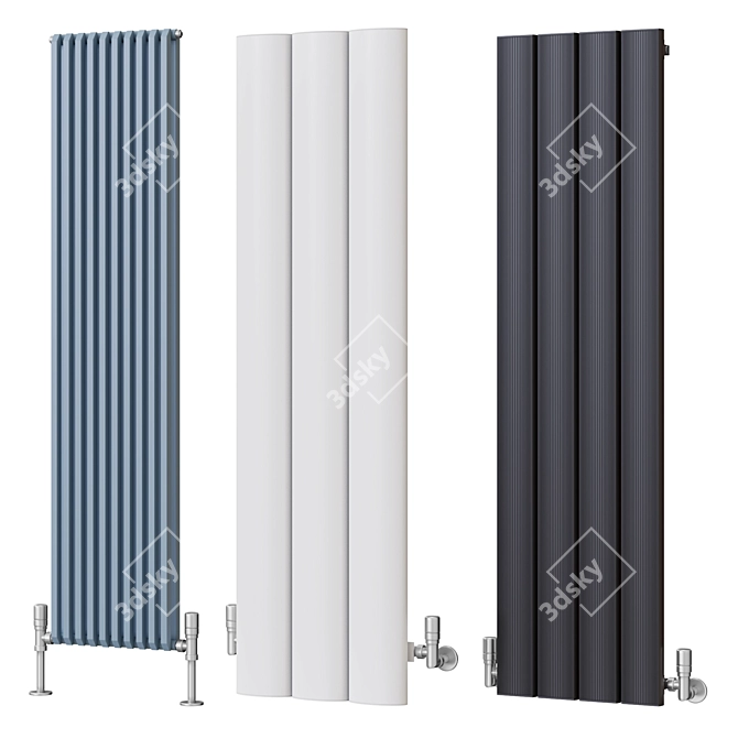 Sleek & Stylish Vertical Radiators 3D model image 2