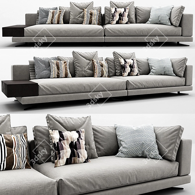 Minimalist White Sofa Set 3D model image 1