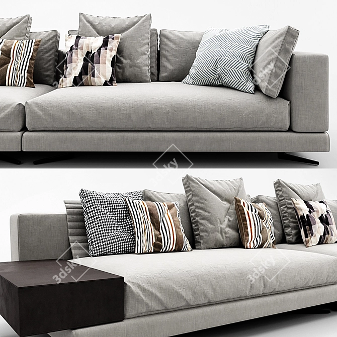 Minimalist White Sofa Set 3D model image 2