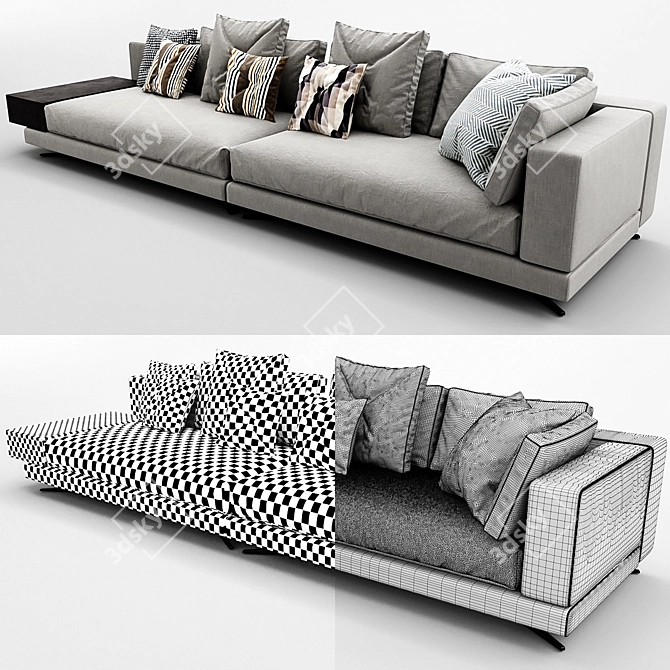 Minimalist White Sofa Set 3D model image 3