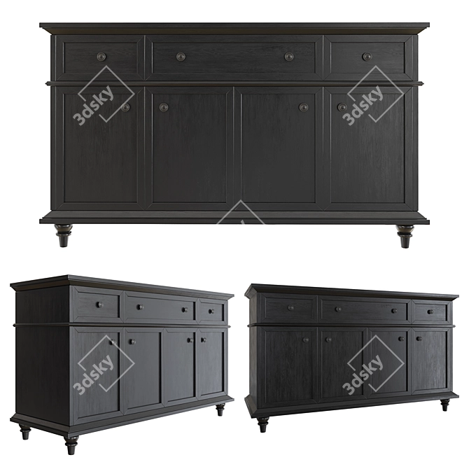 Astonishing Avalon Black Sideboard 3D model image 1