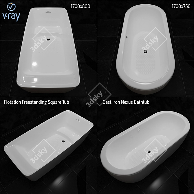 TOTO Nexus Cast Iron Bathtub 3D model image 1