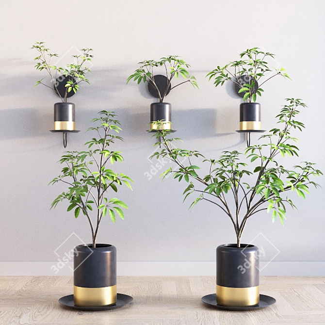 Elegant Greenery Set: 10-Piece Deco Plants 3D model image 1