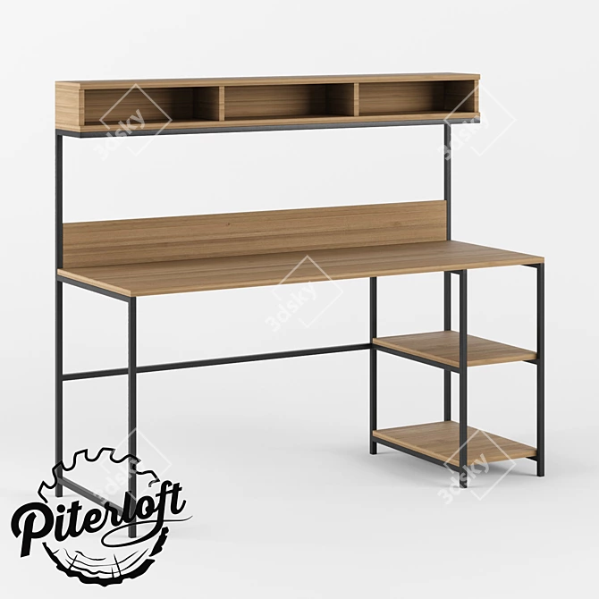 Industrial Wood and Metal Table 3D model image 1