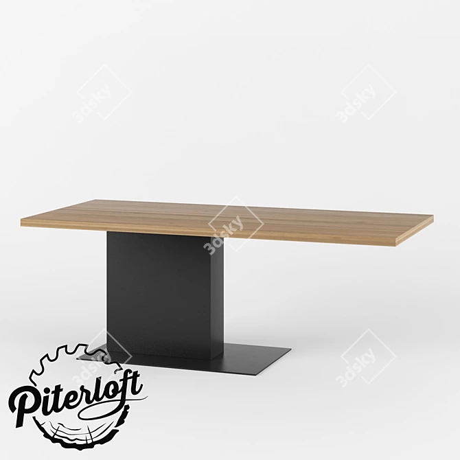 Industrial Black Wood Table 3D model image 1