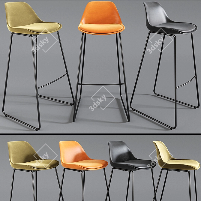 Modern Duggie Barstool: Stylish and Sturdy 3D model image 1