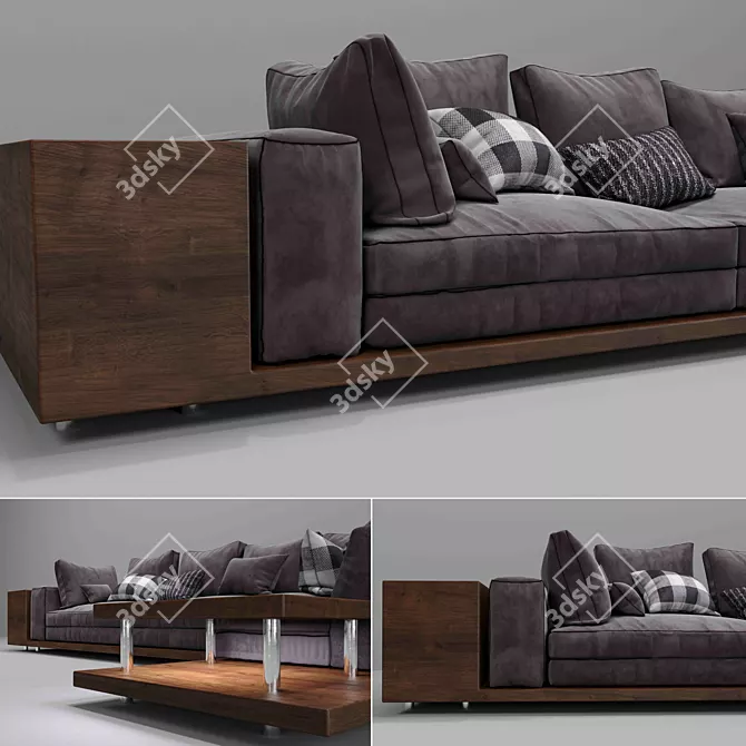 Luxury Velvet Sofa 3D model image 2