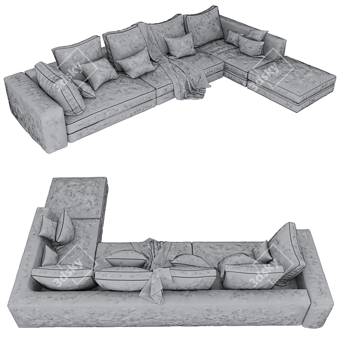 Luxury Velvet Sofa 3D model image 3