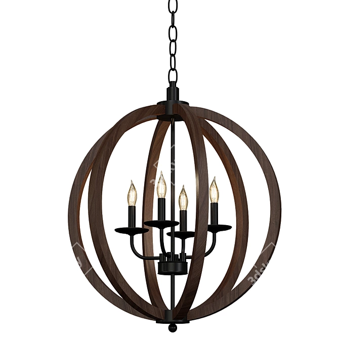 Rustic Orb Chandelier: The Gray Barn Vineyard 3D model image 1