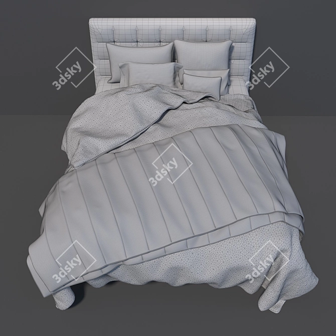 West Elm Grid-Tufted Storage: Functional Elegance for Your Bedroom 3D model image 2