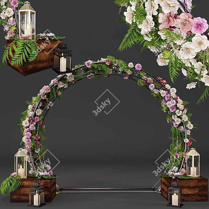 Elegant Floral Wedding Arch 3D model image 2