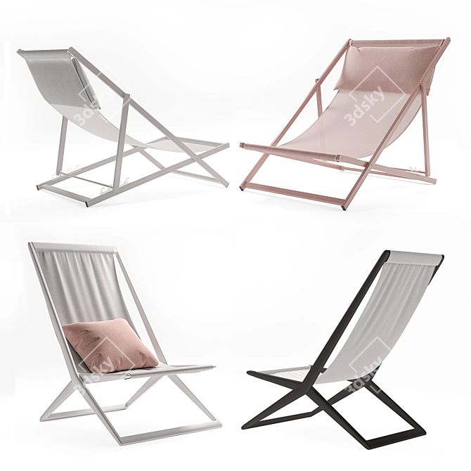 Sunset Serenity Sun Lounger Set 3D model image 1