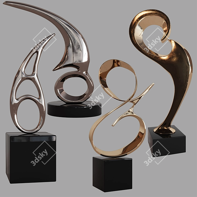 Abstract Bronze Sculptures by Bob Bennett 3D model image 1