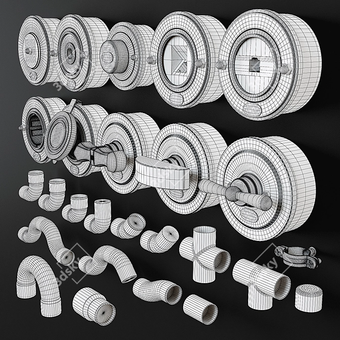 Retro Metal Pipe Wiring 3D model image 3