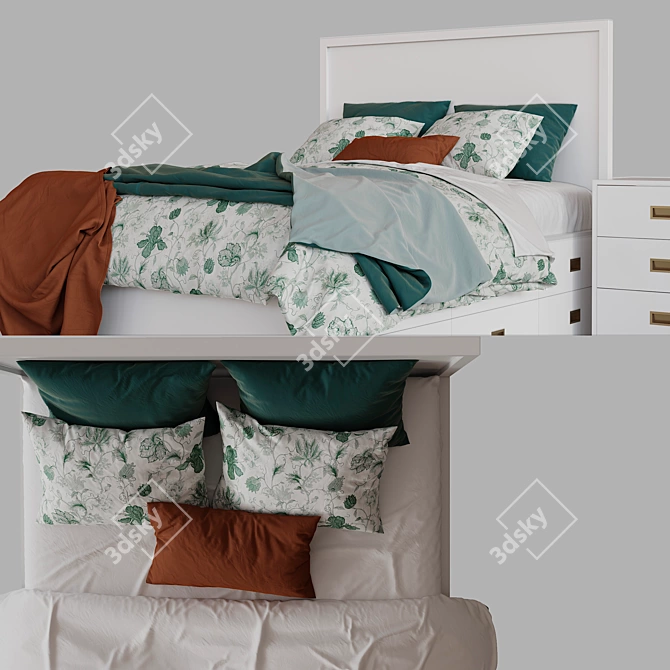 Avalon Storage Bed & Nightstand: Stylish & Functional 3D model image 2