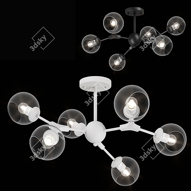 Beta Lightstar Chandelier - 6x E27 Bulbs, Black or White
Modern 6-Light Beta Lightstar Chandelier 3D model image 1