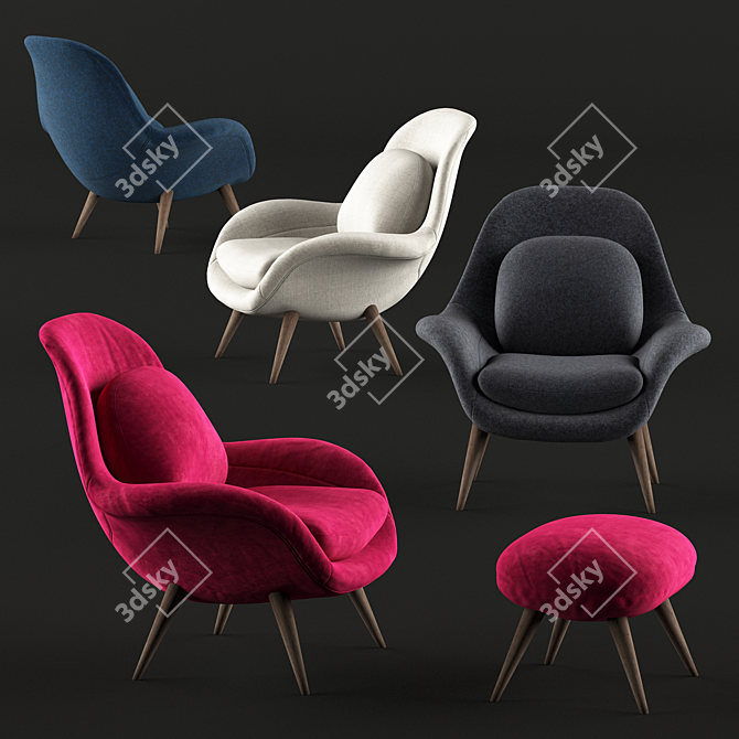 Luxe Velvet Swoon Armchair 3D model image 1