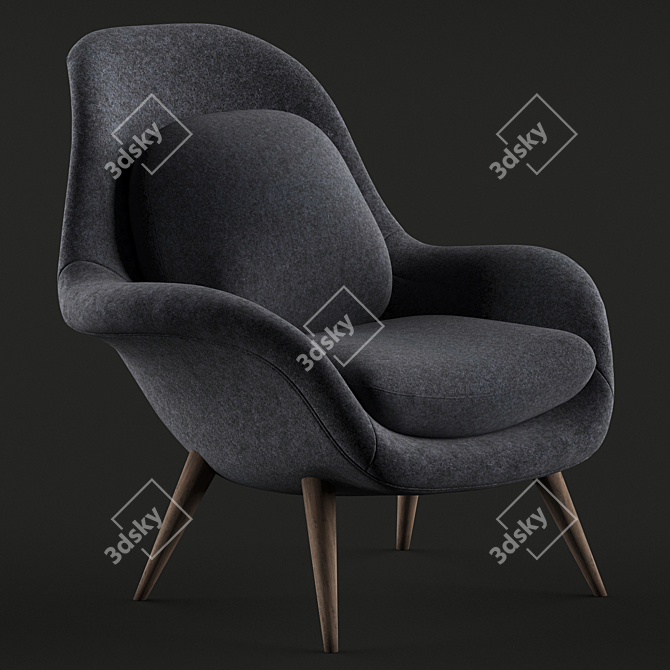 Luxe Velvet Swoon Armchair 3D model image 2