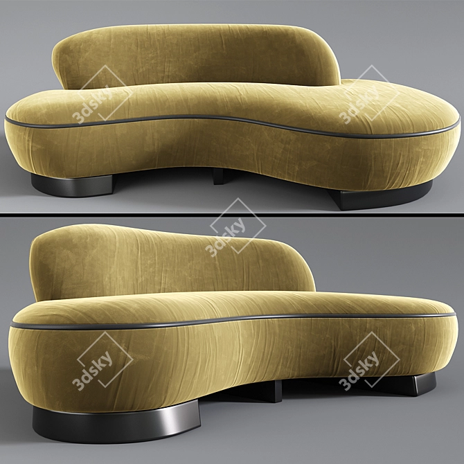 Vladimir Long Curve Sofa: Sleek and Stylish Seating Solution 3D model image 1