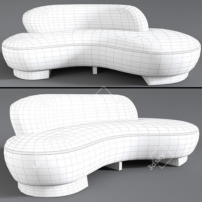 Vladimir Long Curve Sofa: Sleek and Stylish Seating Solution 3D model image 2