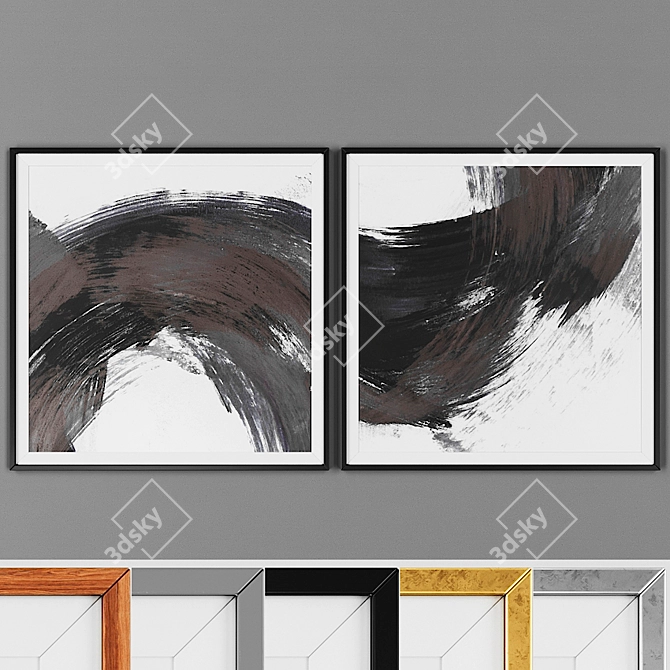 Modern Picture Set - 2 Options, 5 Frame Colors 3D model image 1