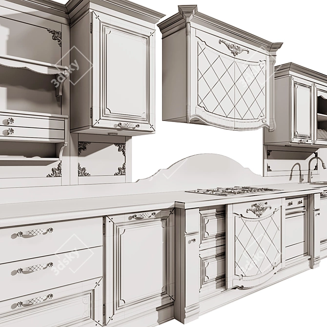 Capri Kitchen: A Touch of Mediterranean Charm 3D model image 3