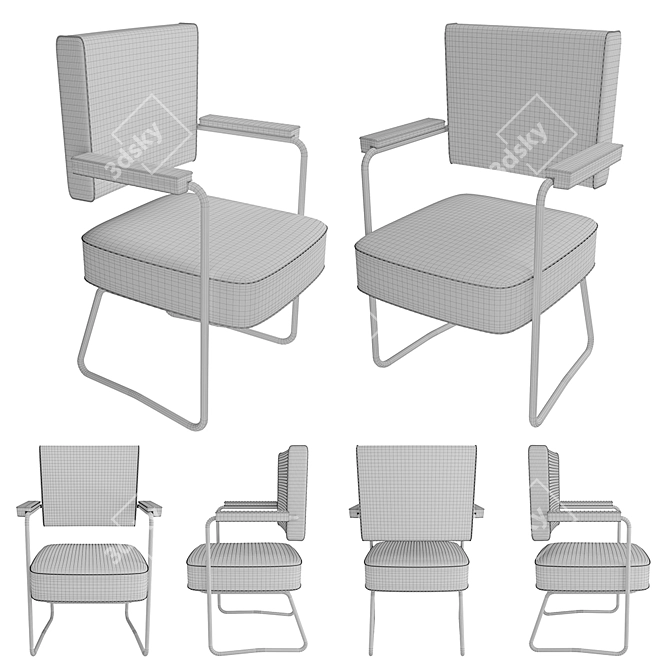 Title: Vintage Roneo Office Chair (1950s) 3D model image 2