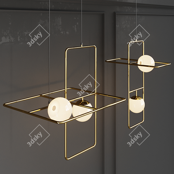 Modern Geometric Pendant Lamp 3D model image 2