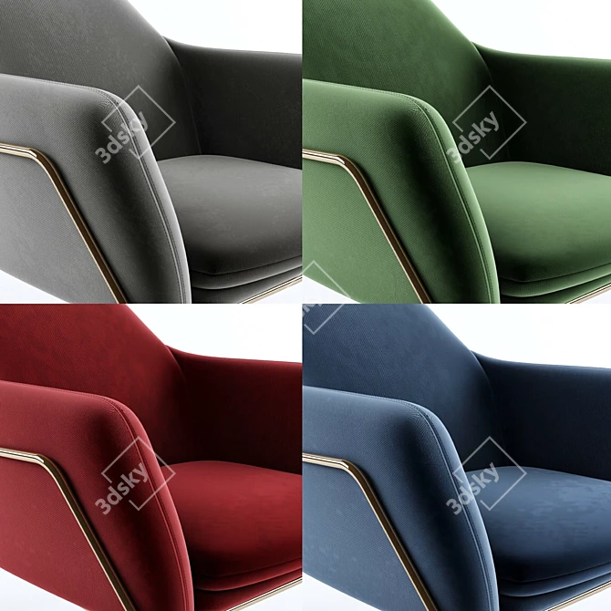 Grass Velvet Frame Armchair 3D model image 3