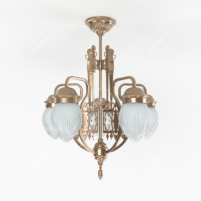 Pannon Brass 5-Light Chandelier 3D model image 2