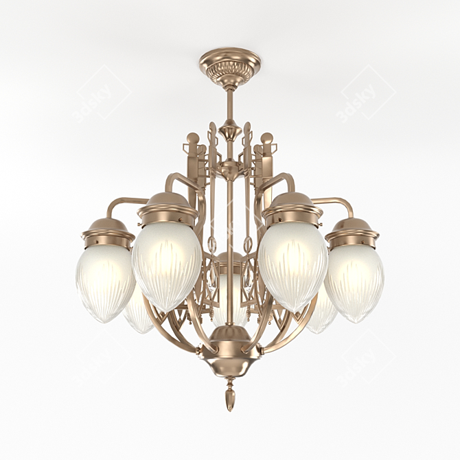 Pannon 7-Armed Brass Chandelier 3D model image 1