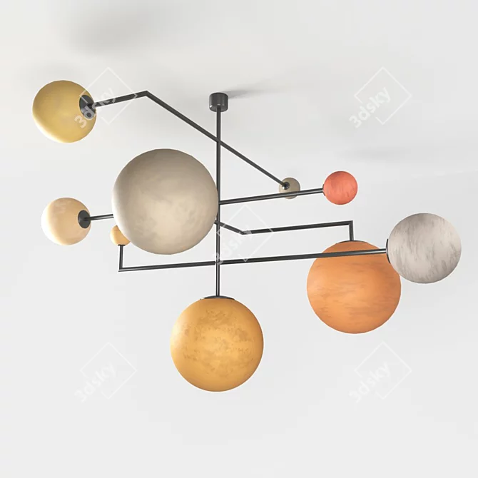 Modern 5-Light Glass Pendant Chandelier 3D model image 1