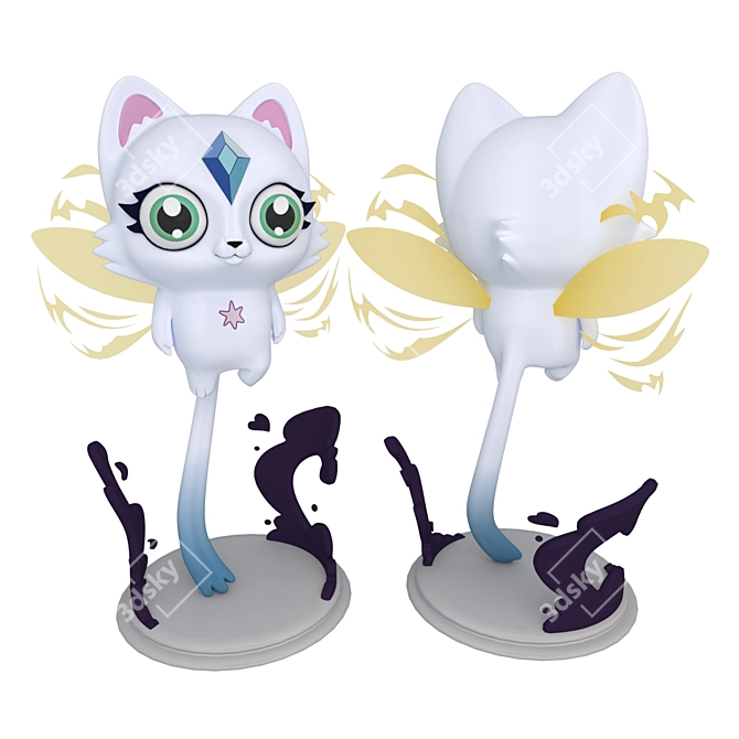 Fairy Cat Figurine - Magical 3D Statue - 52K Polys! 3D model image 1