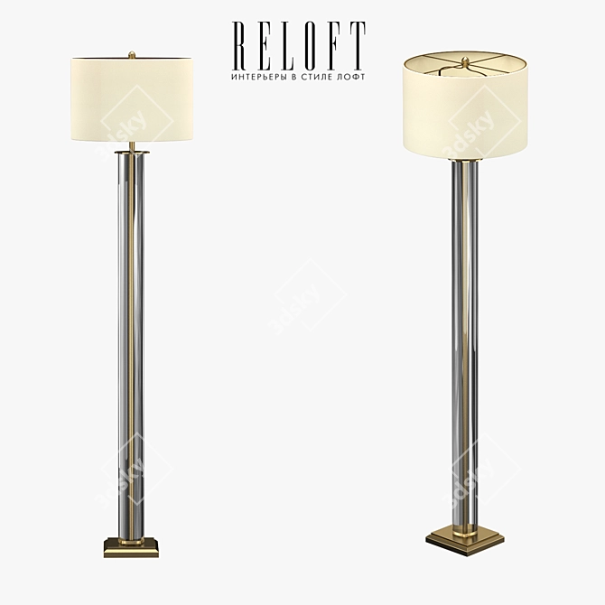 French Column Glass Floor Lamp 3D model image 1