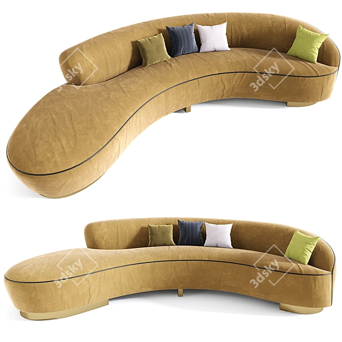 Modern Freeform Curved Sofa with Arm 3D model image 1