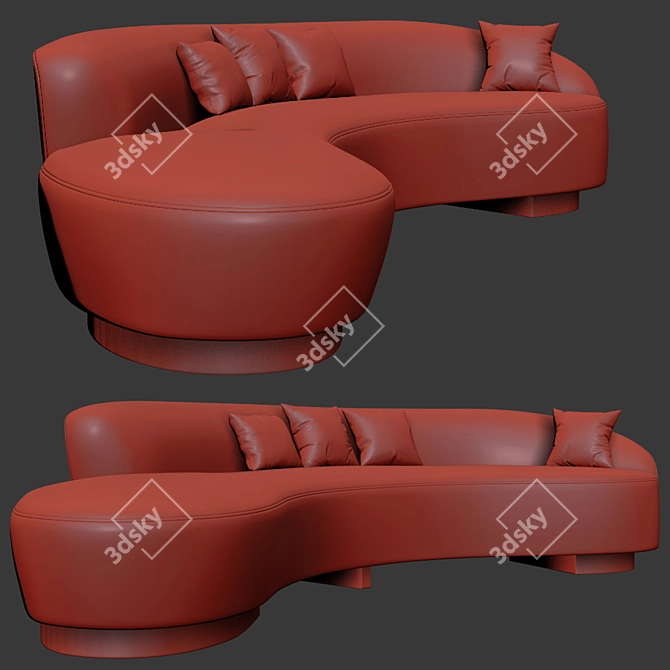 Modern Freeform Curved Sofa with Arm 3D model image 2