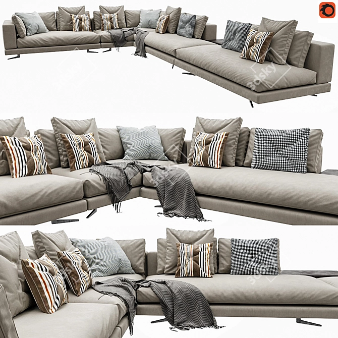 Sleek White Armrest Sofa: Minotti Arrangement 11 3D model image 1