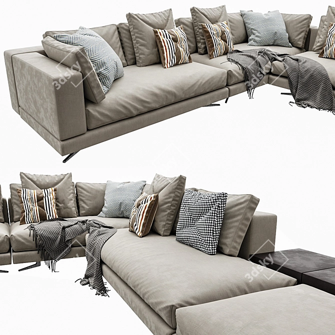Sleek White Armrest Sofa: Minotti Arrangement 11 3D model image 2