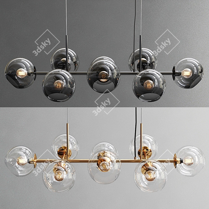 Golden Glass Chandelier 8-Light Luxury 3D model image 1