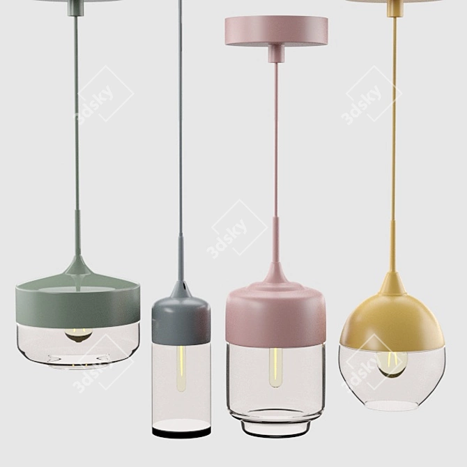 Nord Color-Changing Lamp: Stylish Metal and Glass Design 3D model image 1