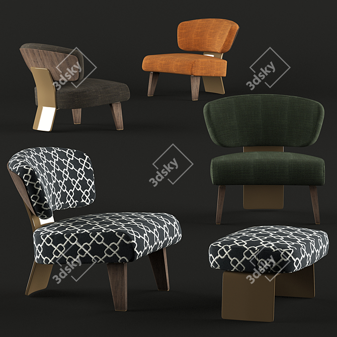 Elegant Wood Armchair: Creed 3D model image 1