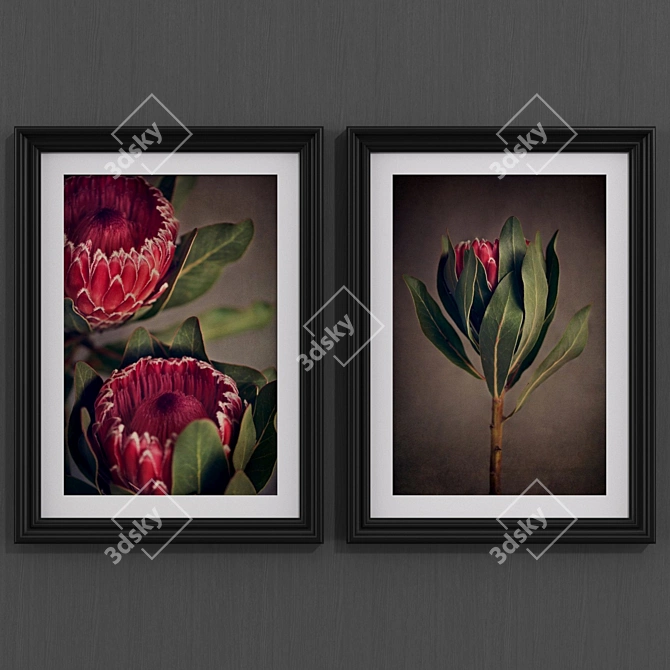 Contemporary Red Protea Art 3D model image 1