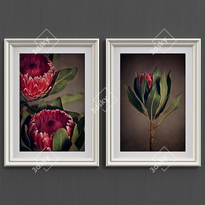 Contemporary Red Protea Art 3D model image 2