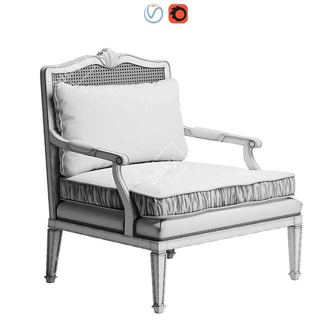 Elegant Chantilly Lounge Chair 3D model image 2